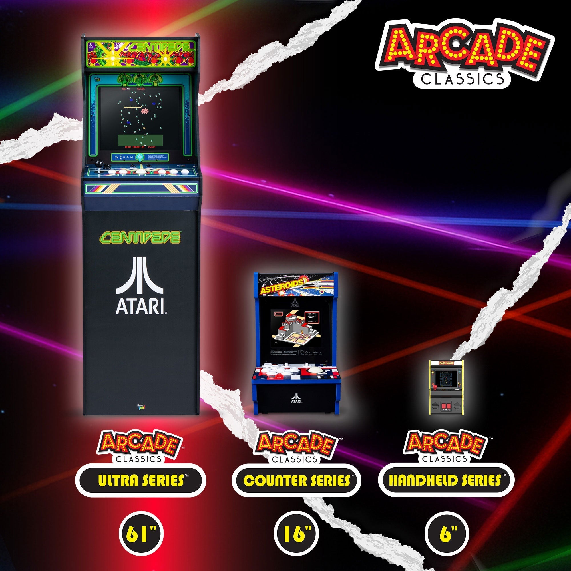 Atari Asteroids Counter Series Arcade Game with 8 Inch Screen