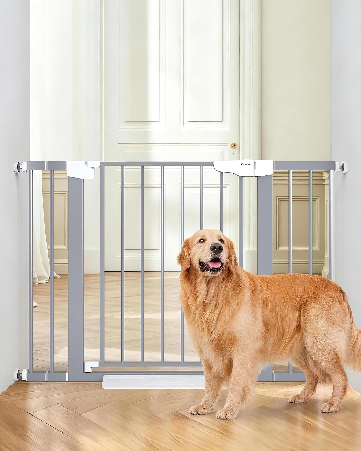 Cumbor 30-46" Baby Gate for Stairs, Mom's Choice Awards Winner-Auto Close Dog Gate for The House, Gifts for Mom, Easy Install Pressure Mounted Pet Gates for Doorways, Black