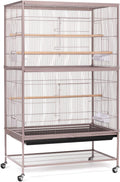 Prevue Hendryx Pet Products Wrought Iron Flight Cage - Big Rolling Bird Cage for Parakeets, Cockatiels, Conures, Lovebirds, Canaries, Finches, Parrotlets, & Caiques, 5 Ft - X-Large, Hammertone Black
