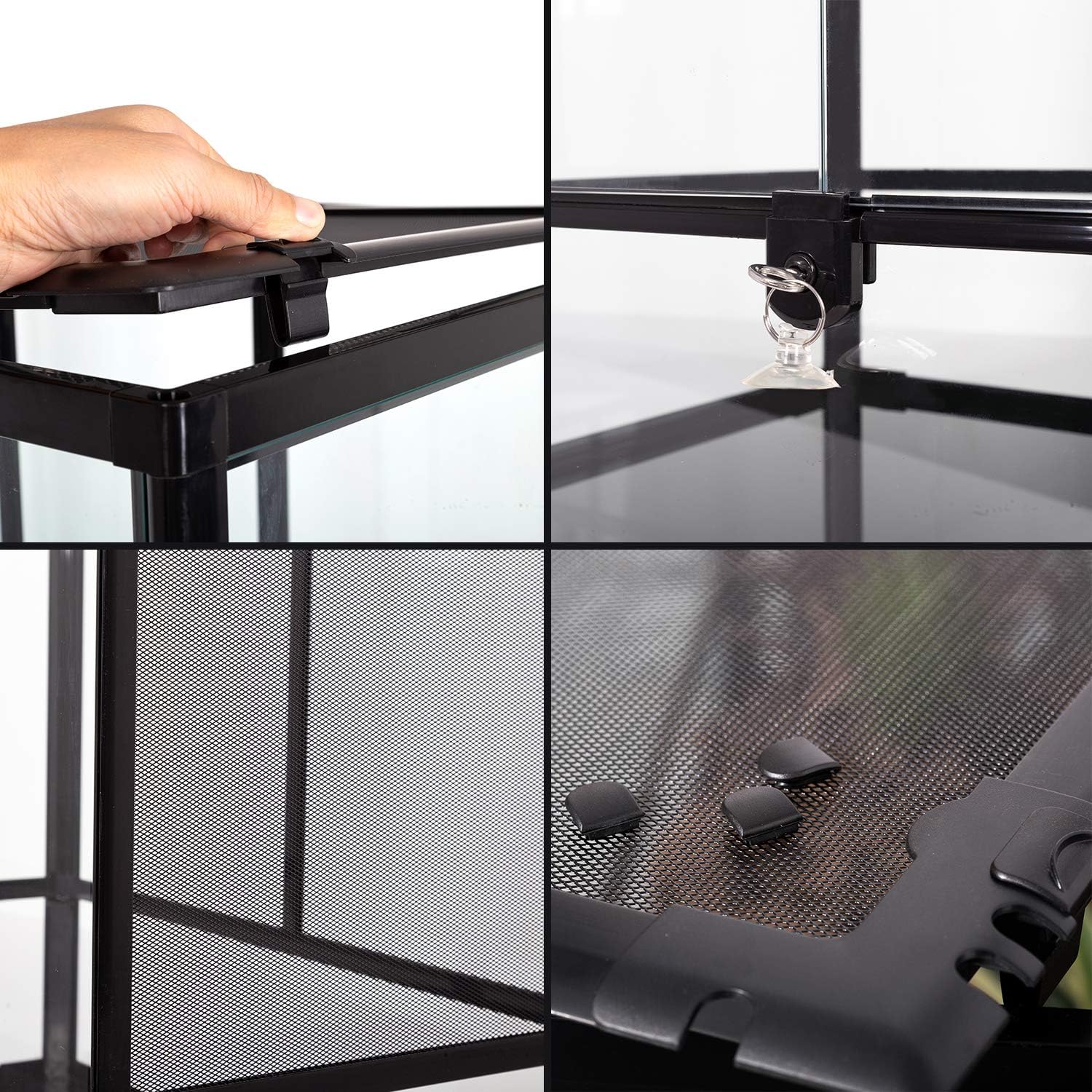 REPTI ZOO 24" x 18" x 36" Reptile Tall Glass Terrarium Rainforest Habitat Double Hinge Door with Screen Ventilation 67 Gallon Reptile Terrarium Easy Assembly